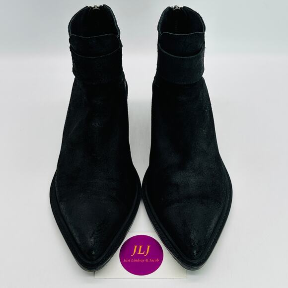 Helmut Lang Women's Black Oiled Leather Block Heel Ankle Booties Size 38 EU/8 US - Picture 3 of 13